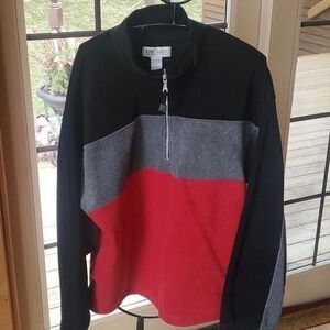 Great Lakes Recreation Mens L Quarter Zip Fleece Colorblock Black Red MA3020 NWT